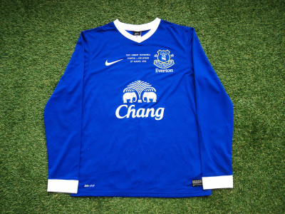 2012-2013 Everton LS match worn Tony Hibbert Testimonial home shirt Nr18 Neville vs AEK Athens - Medium