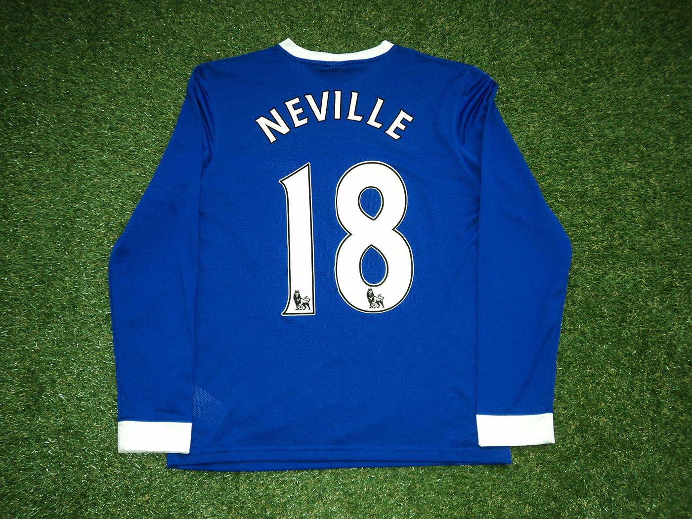2012-2013 Everton LS match worn Tony Hibbert Testimonial home shirt Nr18 Neville vs AEK Athens - Medium