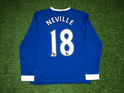 2012-2013 Everton LS match worn Tony Hibbert Testimonial home shirt Nr18 Neville vs AEK Athens - Medium