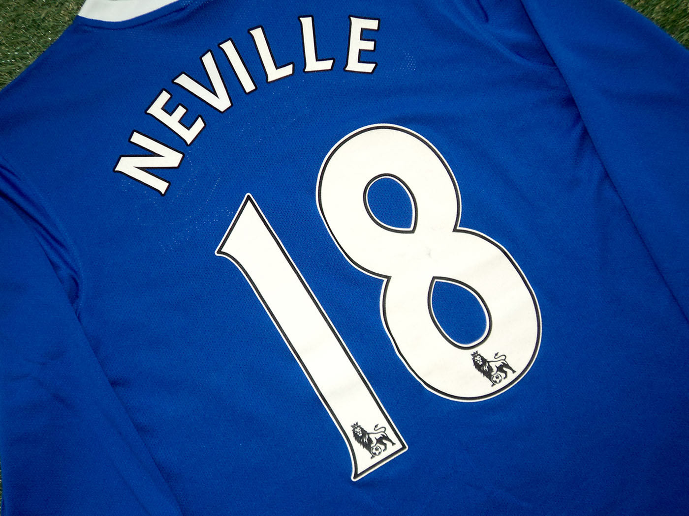 2012-2013 Everton LS match worn Tony Hibbert Testimonial home shirt Nr18 Neville vs AEK Athens - Medium