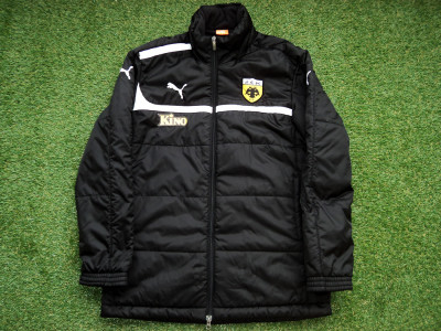 2012-2013 AEK Athens padded worn bench coat - Medium