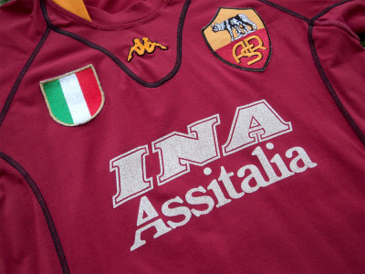 2001-2002 AS Roma home shirt - Large (Slim/tight fit)